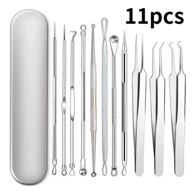 11Pcs Ingrown Hair Tweezers Acne Blackhead Removal Needles.. 11Pcs Ingrown Hair Tweezers Acne Blackhead Removal Needles..