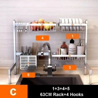 DIY Storage Holder Stainless Steel Kitchen Organizer Multifunction Kitchen Shelf Wall Drain Dish Bas