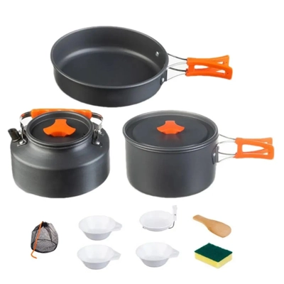 Portable Camping Cookware Set Outdoor Pot Tableware Kit Co.. Portable Camping Cookware Set Outdoor Pot Tableware Kit Co..