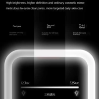 LED Touch Screen Makeup Mirror Folding Mirror Lighted Makeup Mirror 3 Colors Light Modes USB Recharg