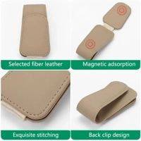 Universal Car Auto Sun Visor Eyeglass Hanger Clip Leather Glasses Holder Magnetic Multi-Function Aut