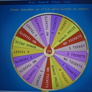 'Spin for Tickets' raffle