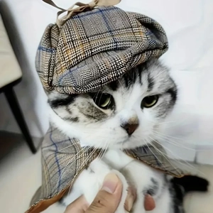 Silly Goose Pet Detective Costume Set - British Sherlock Style Cat Prin Cosplay with Hat Silly Goose Pet Detective Costume Set - British Sherlock Style Cat Prin Cosplay with Hat