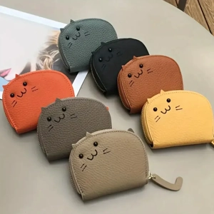 Kawaii Cat Vegan Leather Zip Up Card Holder/Coin Purse Kawaii Cat Vegan Leather Zip Up Card Holder/Coin Purse