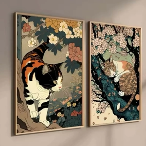 Japanese Ukiyo-e Style Cat Posters - Prints Painting Cute Pets Wall Art Poster Unframed Japanese Ukiyo-e Style Cat Posters - Prints Painting Cute Pets Wall Art Poster Unframed