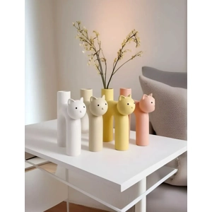 Cute Stylised Pastel Mini Cat Vase with Arching Back - home decor gift Cute Stylised Pastel Mini Cat Vase with Arching Back - home decor gift