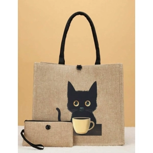 Cat Lover Canvas Tote Bag and Purse Set For Travel Holidays Crafts Cat Lover Canvas Tote Bag and Purse Set For Travel Holidays Crafts