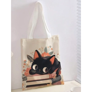 Black Cat Illustration Book Work Anime Japanese Print Tote Bag - Book Cat Lover Gift Black Cat Illustration Book Work Anime Japanese Print Tote Bag - Book Cat Lover Gift