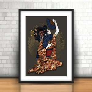Kintsukuroi - Japanese Woodblock Traditional Yokai Yurei Ghost Spooky Geisha Broken Doll Art