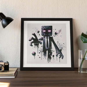 Ender Men In Black - Artwork print 21cm x 21cm - Fan Art Video Game Japanese Cube Mine Gamer Gift