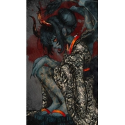 Demon Girl -  Hanabie Spooky Horned Geisha Girl  Print - Watercolour Woodblock Japanese Manga Art