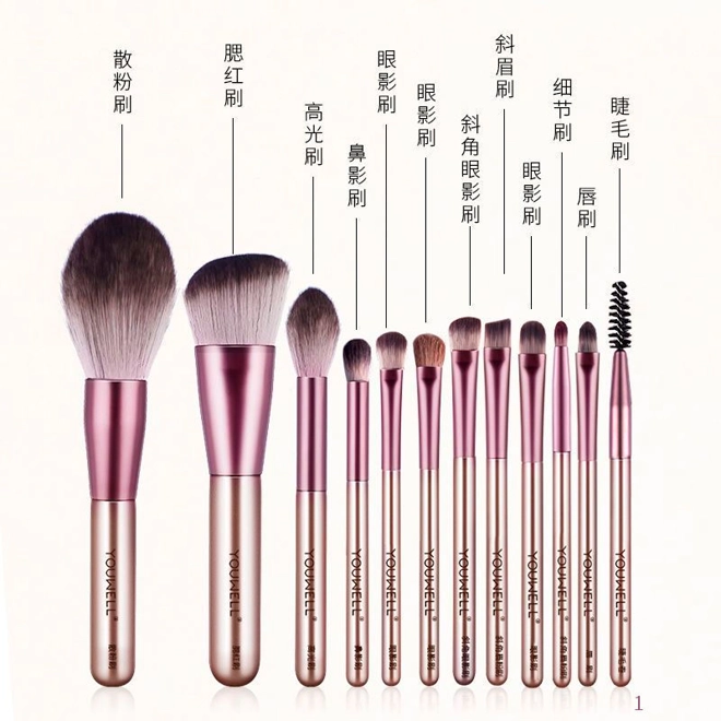 Additional Image for 12 Pieces Makeup Brush Set, Super Soft Bristles, Eyeshadow, Loose Powder, Contouring Brush, Beginner