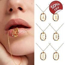 26 Letter Necklace, Light Luxury Niche Jewelry, Sterling Silver with Gem, Collarbone Necklace