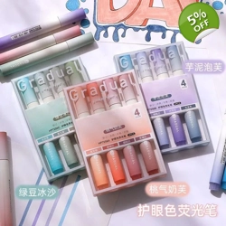 Graduated Color Fluorescent Marker, Highlight Marking Pen for Students, Eye-Fr..