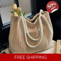 Summer Straw Woven Large Capacity High-value Bags, Beach Vacation Weaving, One shoulder Travel Tote