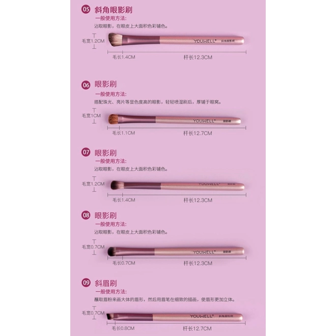 Additional Image for 12 Pieces Makeup Brush Set, Super Soft Bristles, Eyeshadow, Loose Powder, Contouring Brush, Beginner