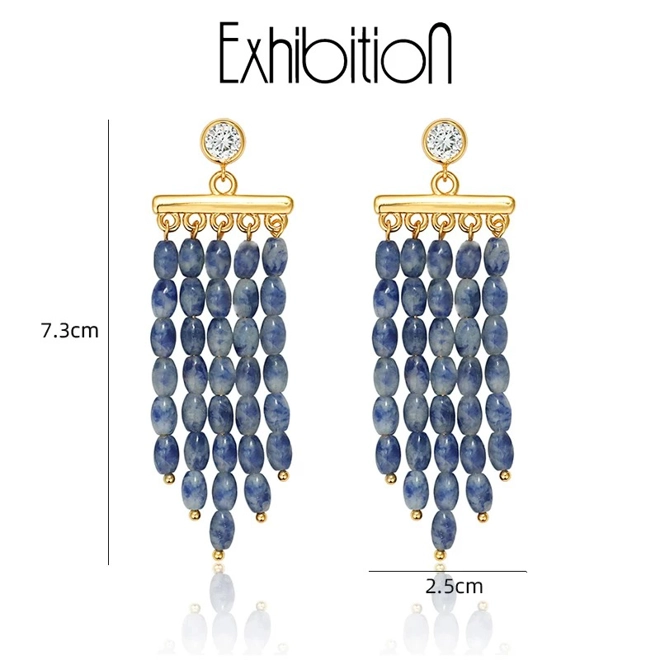 Additional Image for Exhibition Tassel Earrings for Women, Pure Silver, Unique Design, Crystal Drop Earrings Accessories