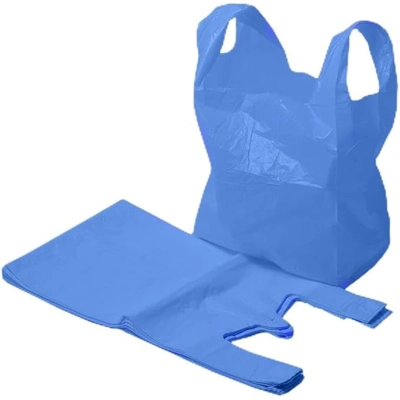 Large Blue Plastic Vest Carrier Bags 11" x 17" x 21"