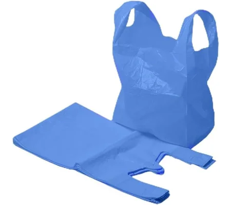 Large Blue Plastic Vest Carrier Bags 11" x 17" x 21"