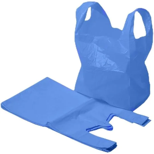 Large Blue Plastic Vest Carrier Bags 11" x 17" x 21"