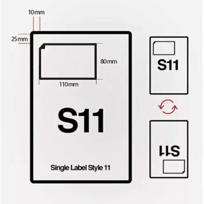 S11 A4 Integrated Labels 110 x 80mm Address Peel Off Dispatch Notes Packing Slips