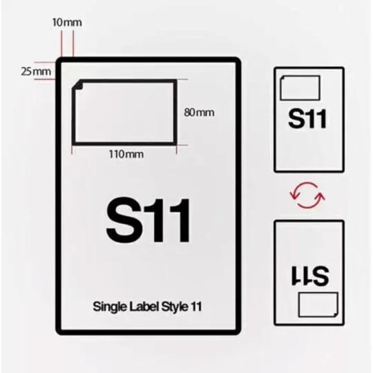 S11 A4 Integrated Labels 110 x 80mm Address Peel Off Dispatch Notes Packing Slips