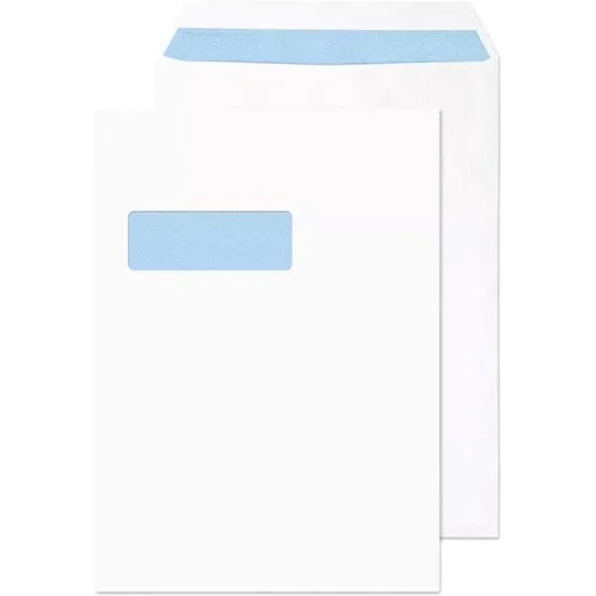 C4 White Window Self Seal Envelopes 324 x 229mm 90gsm