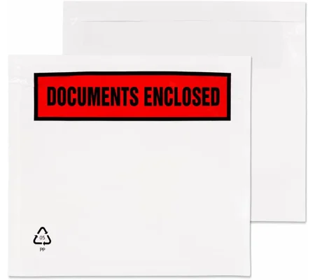 A7 Printed Document Enclosed Wallets Printed Peel & Seal Clear Plastic Envelopes