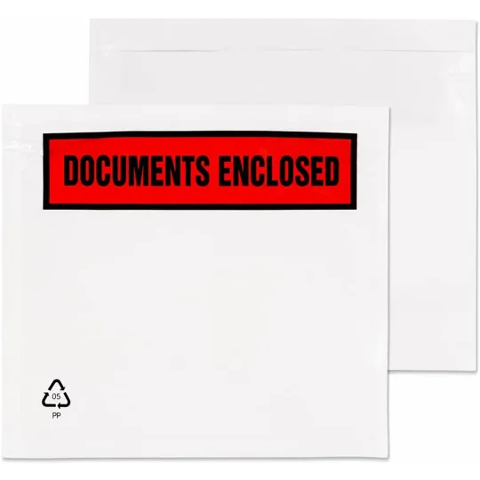 A7 Printed Document Enclosed Wallets Printed Peel & Seal Clear Plastic Envelopes