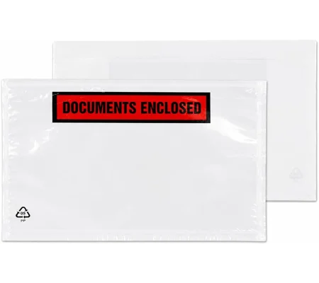 DL Printed Document Enclosed Wallets Printed Peel & Seal Clear Plastic Envelopes