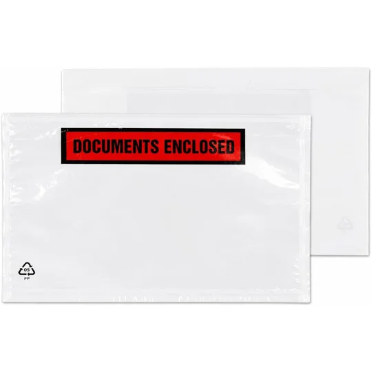 DL Printed Document Enclosed Wallets Printed Peel & Seal Clear Plastic Envelopes