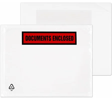 A6 Printed Document Enclosed Wallets Printed Peel & Seal Clear Plastic Envelopes