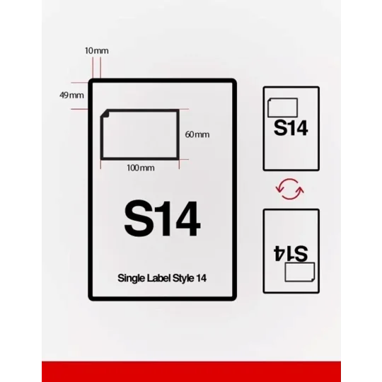 S14 A4 Integrated Labels 110 x 60mm Address Peel Off Dispatch Notes Packing Slips