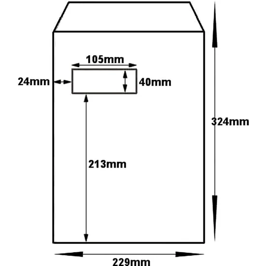C4 White Window Self Seal Envelopes 324 x 229mm 90gsm