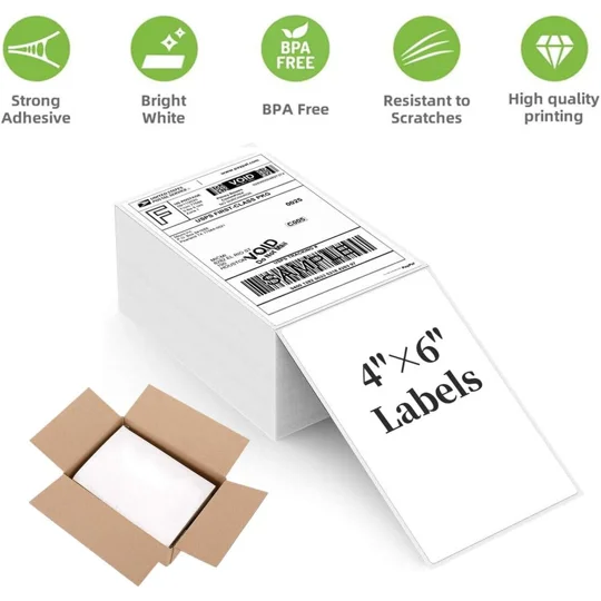 4"x6" Thermal Fanfold Labels 1000 Per Pack 100 x 150 mm