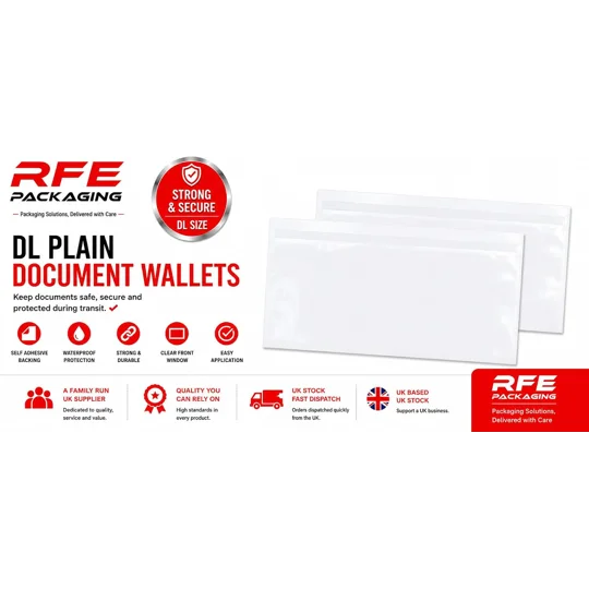 DL Plain Document Enclosed Wallets Plain Peel & Seal Clear Plastic Envelopes