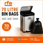 70L Strong & Secure, Refuse Sacks, Bin Bags, Bin Liners, Flat Top, Recycled, Tear Resistant, Pe