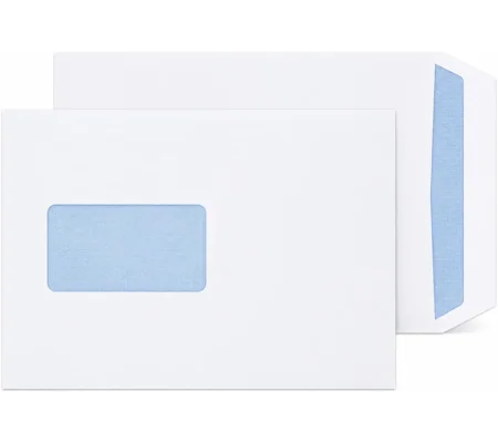 C5 / A5 White Mailing Envelopes with Window Self Seal 90gsm 229 x 162mm