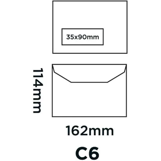 C6 / A6 White Mailing Envelopes with Window Self Seal 80gsm 114 x 162mm