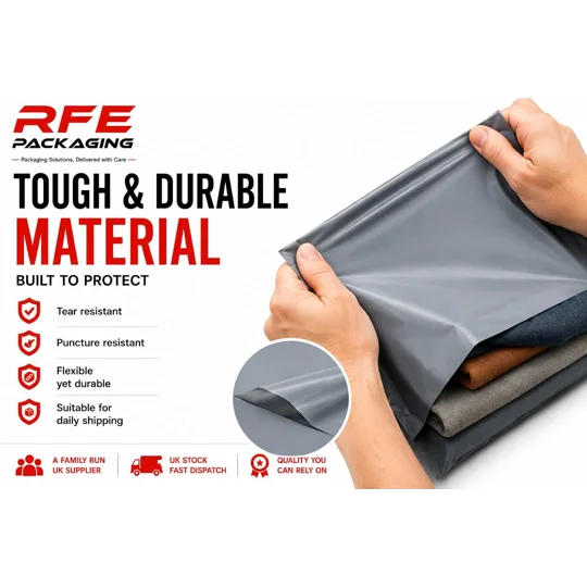 6" x 9" Grey Postal Mail Bags, Self-Seal Closure