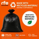70L Strong & Secure, Refuse Sacks, Bin Bags, Bin Liners, Flat Top, Recycled, Tear Resistant, Pe