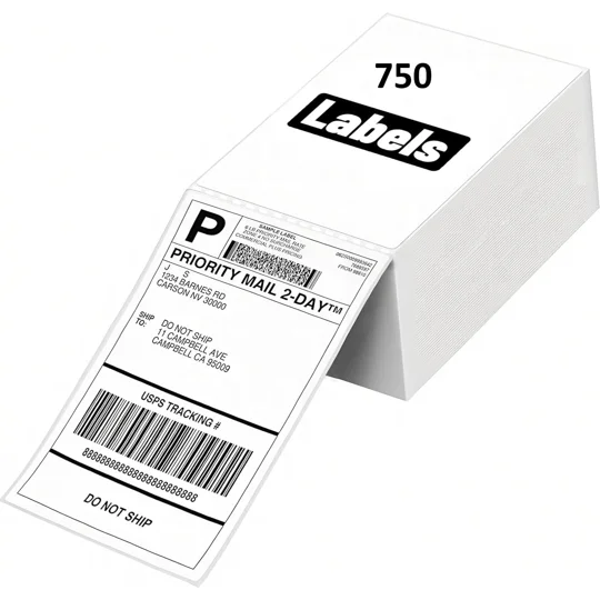 4"x8" Thermal Fanfold Labels 750 Per Pack 100 x 210 mm