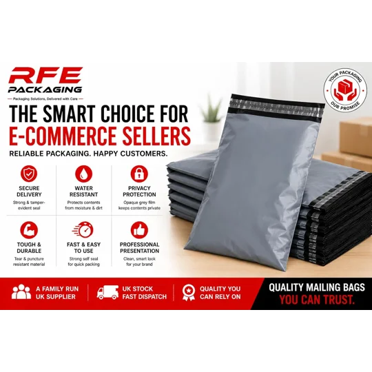 6" x 23" Grey Postal Mail Bags, Self-Seal Closure