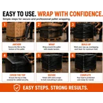 Black 400mm x 250m Strong Heavy-Duty Stretch Film for Pallet Wrapping