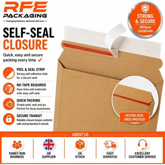 CD Size 180mm x 180mm Strong Heavy Duty Rigid Cardboard Envelope 400gsm, Corrugated Capacity Book Ma