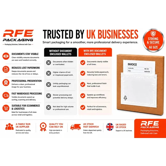A6 Plain Document Enclosed Wallets Printed Peel & Seal Clear Plastic Envelopes