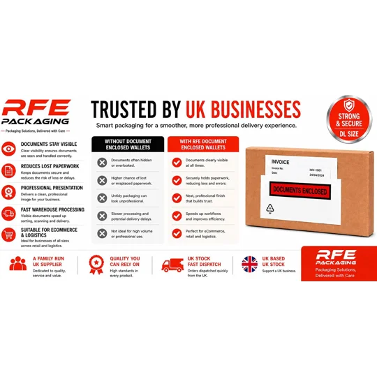 DL Printed Document Enclosed Wallets Printed Peel & Seal Clear Plastic Envelopes