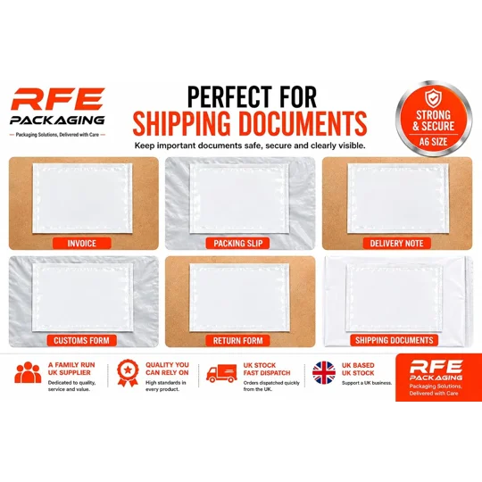 A6 Plain Document Enclosed Wallets Printed Peel & Seal Clear Plastic Envelopes