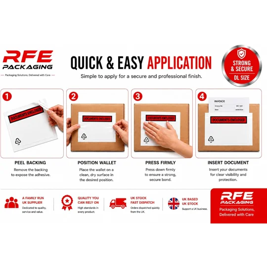 DL Plain Document Enclosed Wallets Plain Peel & Seal Clear Plastic Envelopes