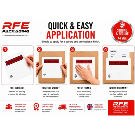 A4 Printed Document Enclosed Wallets Plain Peel & Seal Clear Plastic Envelopes